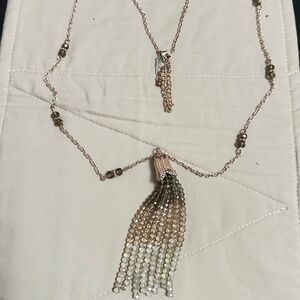 Rose gold chain beaded in Gray/pink/white for tassel Art Deco Vintage